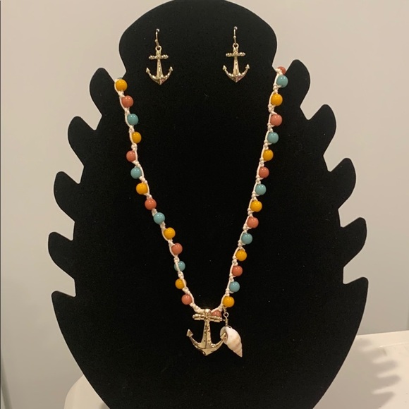 Colorful Anchor Necklace and Earring Set - Picture 1 of 5